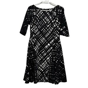 Rabbit Rabbit Rabbit lined black and white geometric lined dress sz 12